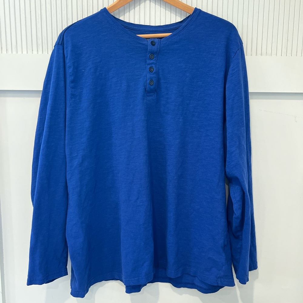 Vibrant Blue Long Sleeve Henley Shirt